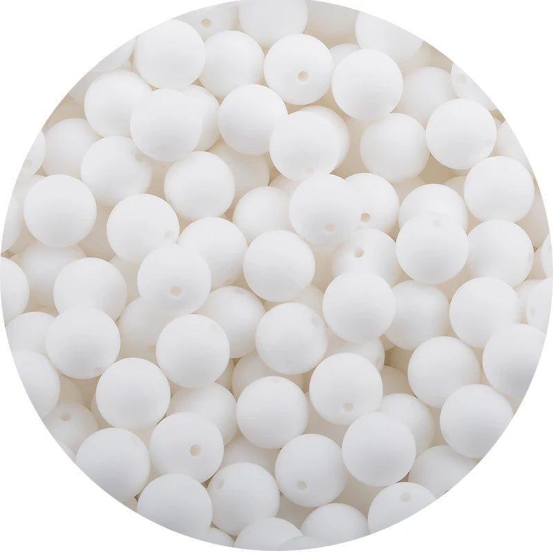 LOFCA 15mm 20pcs/lot Silicone Loose Beads Safe Teether Round Baby Teething Beads DIY Chewable Colorful Teething For Infant