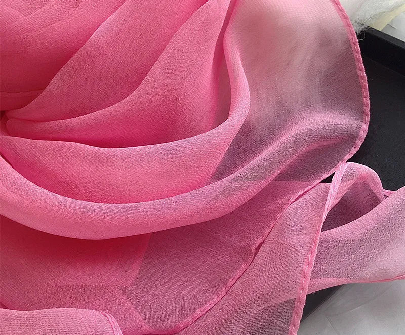 Fashion Four Seasons Women Plain Color Thin Soft Beach Thin Silky Georgette Scarf Shawls Long Wraps Beach Sunscreen Hijab