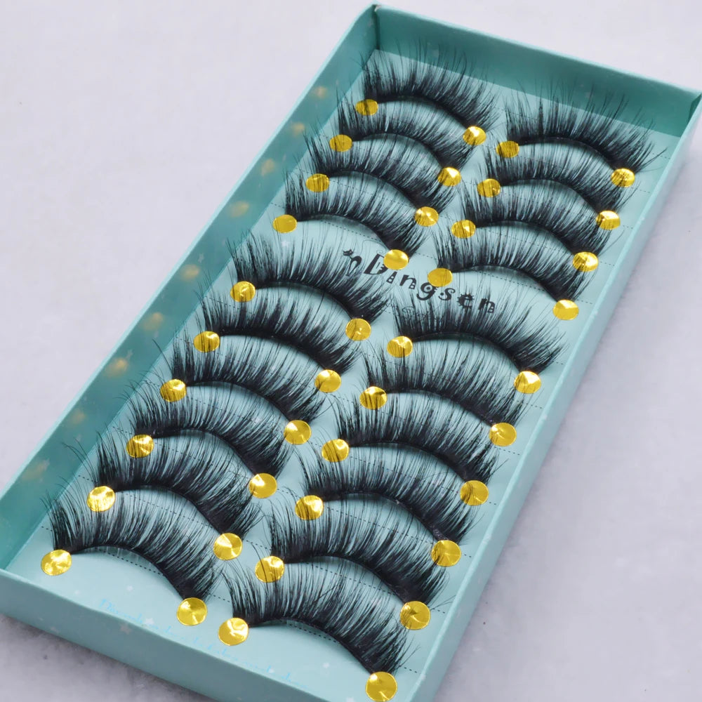10 Pairs 3D Soft False Eyelash Faux Min Eyelashes Extension Natural Messy Wispy Fluffy Fake Lashes Make up tools 3D66-71