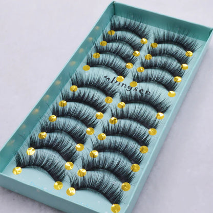 10 Pairs 3D Soft False Eyelash Faux Min Eyelashes Extension Natural Messy Wispy Fluffy Fake Lashes Make up tools 3D66-71