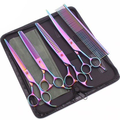 Scissors for Dogs 8 inch Purple Dragon Japan 440C Pet Grooming Scissors Chunker Shears Dog Thinning Shears Curved Add Case Z3015