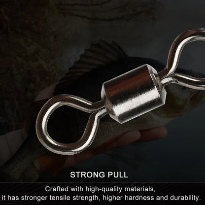 MEREDITH 50PCS/Lot Fishing Swivel Sizes Solid Connector Ball Bearing Snap Fishing Swivels Rolling Stainless Steel Beads
