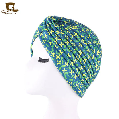 New Knotted Ruffle Turban Ladies Soft Headscarf Casual Streetwear Female Muslim Hijab Indian Hats Cancer Chemo Cap Turbante