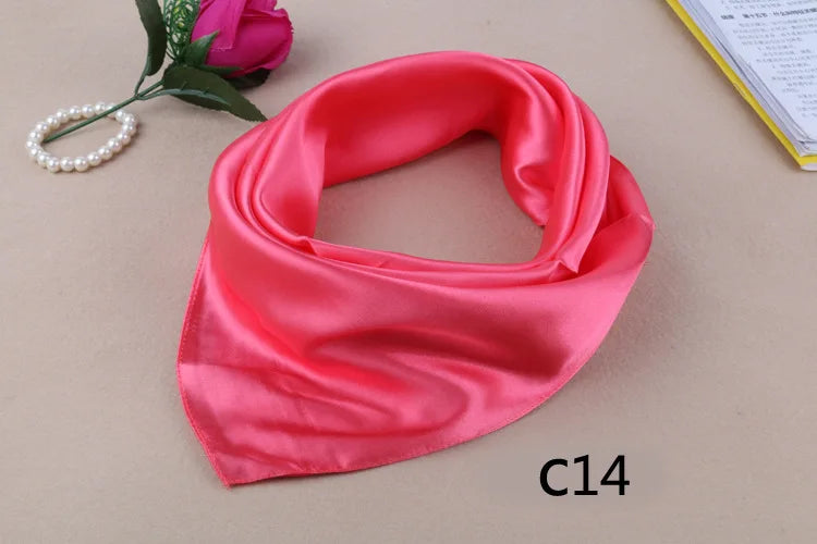 WZCX 60*60cm Women Solid Color Silk Scarf Spring Autumn Fashion New Simple Square Scarfs For Ladies Female Scarf