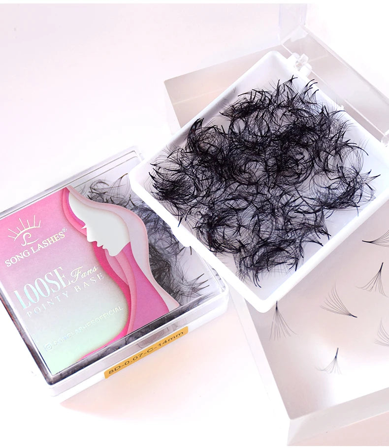 SONG LASHES 3D to 16D Fans Sharp Slim Narrow Stem Premade Volume Fans Loose Thin Pointy Base Russia Volume Eyelashes Extensions