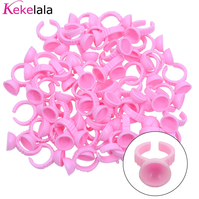 DIY Eyelash Extension Fans Flowering Cup Glue Holder Ring Flower Shape Pigment Tray For Grafting Eye Lashes Wholesale