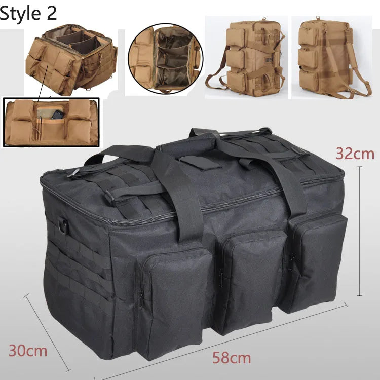 55L Luggage Duffel Bag Camping Backpack Tactical Large Bags Men's Hiking Travel Mountaineering Trip Utility Gym Weekend Duffle