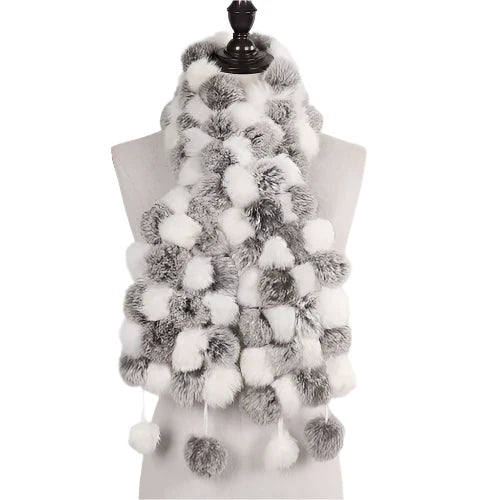 Women’s Winter Warm Rabbit Fur Scarf - 100% Genuine Natural Fur Muffler, Stylish & Cozy Cold-Weather Accessory, Hot Sale