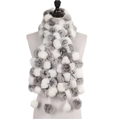 Women’s Winter Warm Rabbit Fur Scarf - 100% Genuine Natural Fur Muffler, Stylish & Cozy Cold-Weather Accessory, Hot Sale