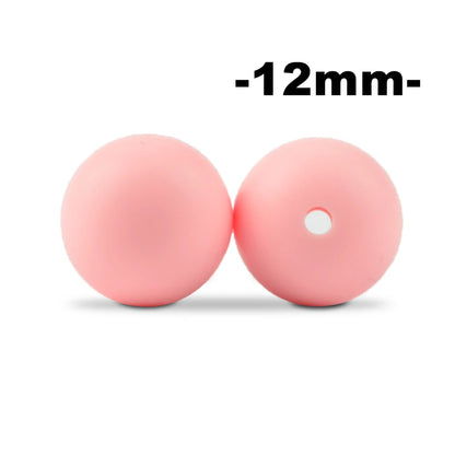LOFCA 12mm 100pcs Silicone Beads Round Teether Baby Nursing Necklace Pacifier Clip Oral Care BPA Free Food Grade Colorful
