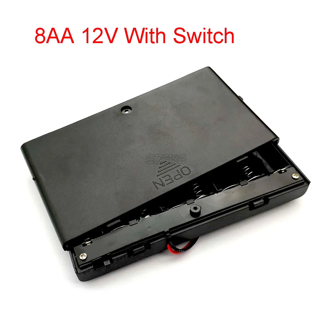 AA Battery Holder AA Battery Storage Case AA Plastic Box 8AA Battery Case With ON/OFF Switch with Cap Wire For 8 X 1.5V AA