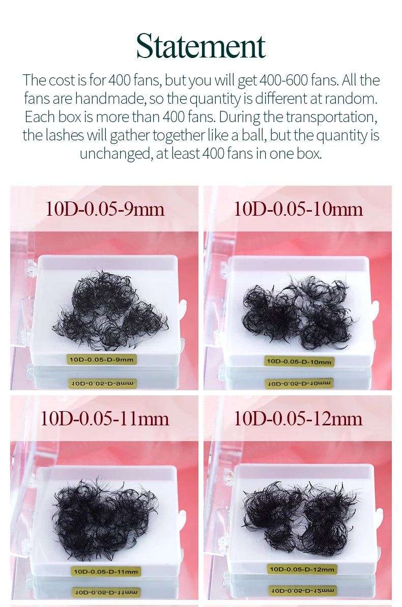 SONG LASHES 3D to 16D Fans Sharp Slim Narrow Stem Premade Volume Fans Loose Thin Pointy Base Russia Volume Eyelashes Extensions