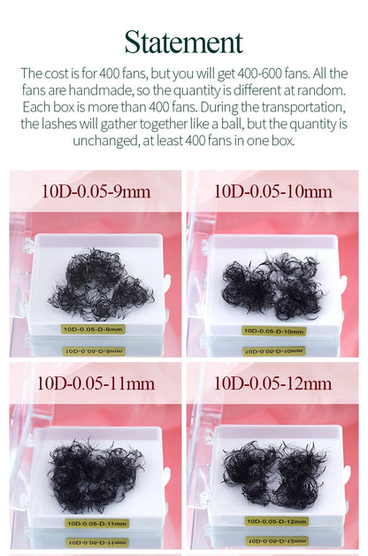 SONG LASHES 3D to 16D Fans Sharp Slim Narrow Stem Premade Volume Fans Loose Thin Pointy Base Russia Volume Eyelashes Extensions