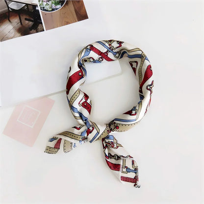 Square Scarf Hair Tie Band For Business Party Women Elegant Small Vintage Skinny Retro Head Neck Silk Satin Scarf
