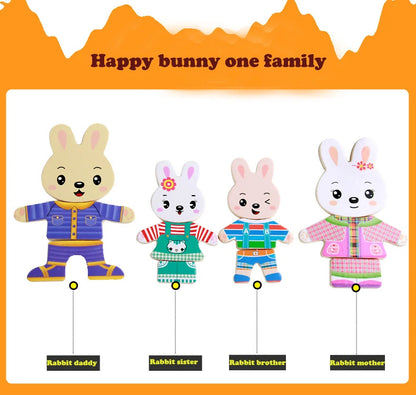QWZ Little Bear Change Clothes Children's Early Education Wooden Jigsaw Puzzle Dressing Game Baby Puzzle Toys For Children Gift