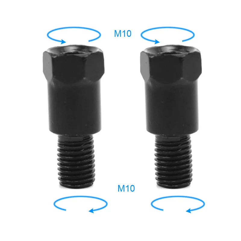 1 Pair Black Silver Motorcycle Rear Mirror Adapters M10 10MM Clockwise Anti-clockwise Right Left Hand Thread Changing Screw