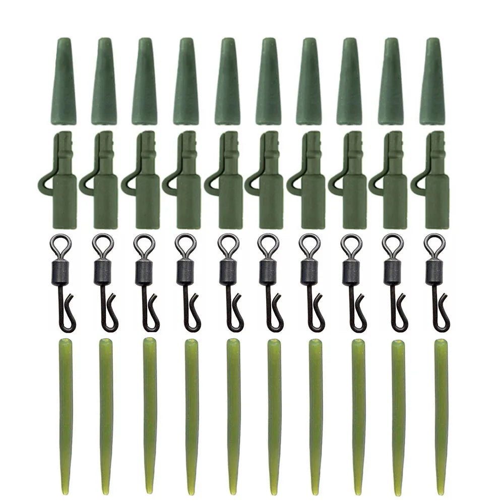 10 sets Carp Fishing Accessories Lead Clip Quick Change Swivel Tail Rubber Anti Tangle Sleeves Carp Rig Coarse Fishing Tackle