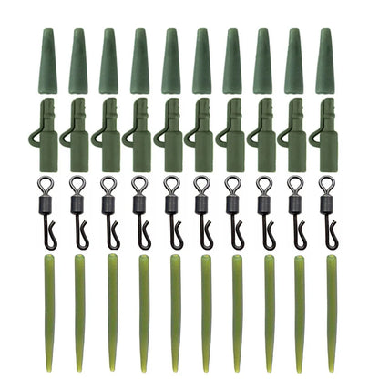 10 sets Carp Fishing Accessories Lead Clip Quick Change Swivel Tail Rubber Anti Tangle Sleeves Carp Rig Coarse Fishing Tackle