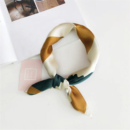 Square Scarf Hair Tie Band For Business Party Women Elegant Small Vintage Skinny Retro Head Neck Silk Satin Scarf