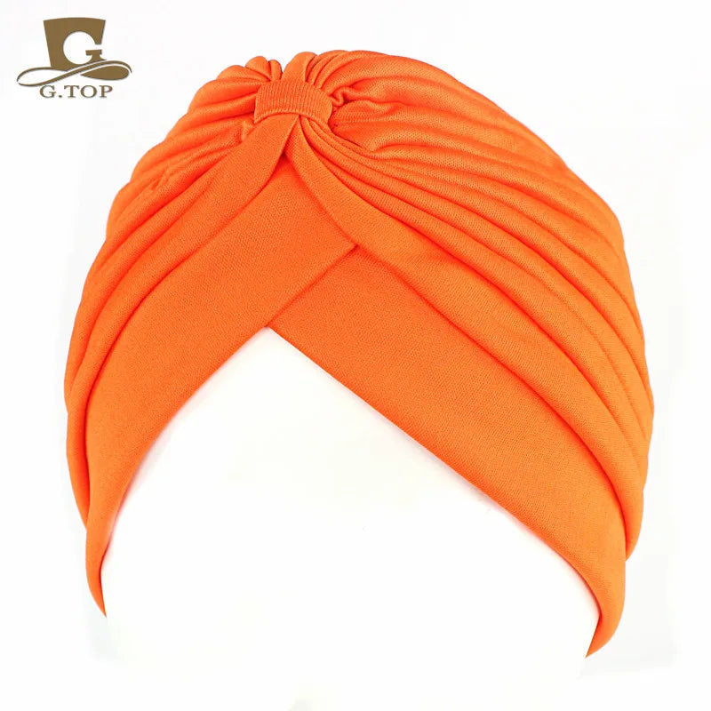 New Knotted Ruffle Turban Ladies Soft Headscarf Casual Streetwear Female Muslim Hijab Indian Hats Cancer Chemo Cap Turbante