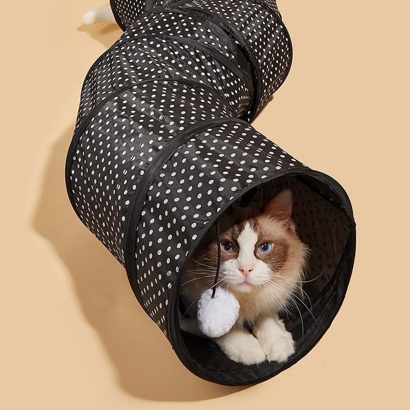 CAWAYI KENNEL Pet Cat Tunnel S-shape Collapsible Hole Indoor Outdoor Tube Kitty Tunnel Cat Pet Toy Space-Saving Cat Training Toy