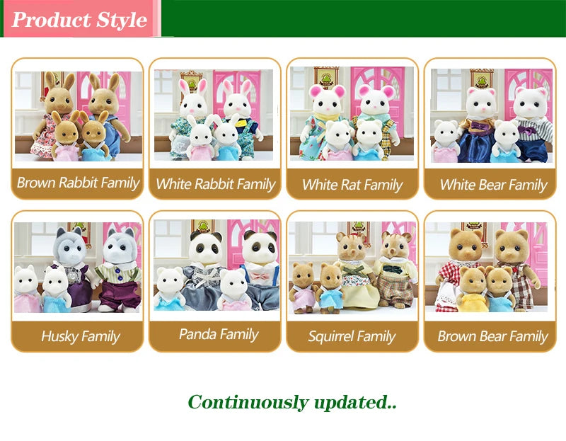 Forest Animal Family Dollhouse Furniture 1/12 Miniature Toys Girl Dolls Accessories Bedroom Bathroom Dollhouse Kit For Dolls