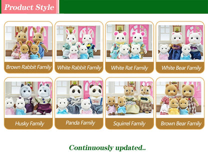 Forest Animal Family Dollhouse Furniture 1/12 Miniature Toys Girl Dolls Accessories Bedroom Bathroom Dollhouse Kit For Dolls