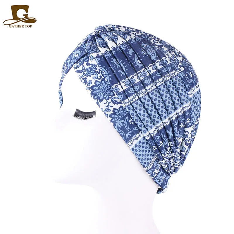 New Knotted Ruffle Turban Ladies Soft Headscarf Casual Streetwear Female Muslim Hijab Indian Hats Cancer Chemo Cap Turbante