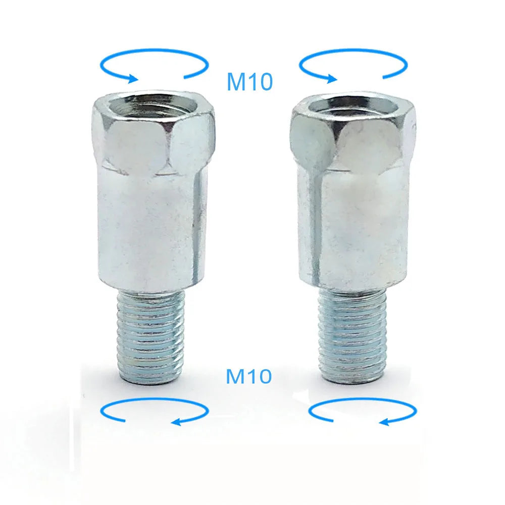 1 Pair Black Silver Motorcycle Rear Mirror Adapters M10 10MM Clockwise Anti-clockwise Right Left Hand Thread Changing Screw
