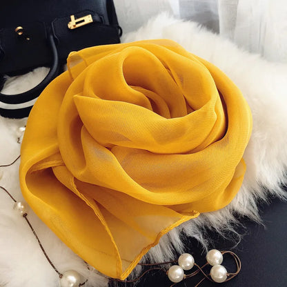 Fashion Four Seasons Women Plain Color Thin Soft Beach Thin Silky Georgette Scarf Shawls Long Wraps Beach Sunscreen Hijab