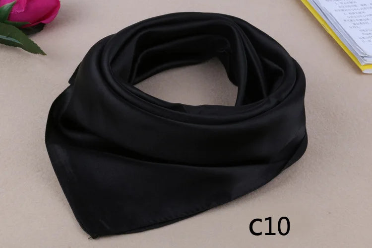WZCX 60*60cm Women Solid Color Silk Scarf Spring Autumn Fashion New Simple Square Scarfs For Ladies Female Scarf