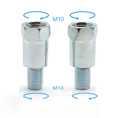 1 Pair Black Silver Motorcycle Rear Mirror Adapters M10 10MM Clockwise Anti-clockwise Right Left Hand Thread Changing Screw