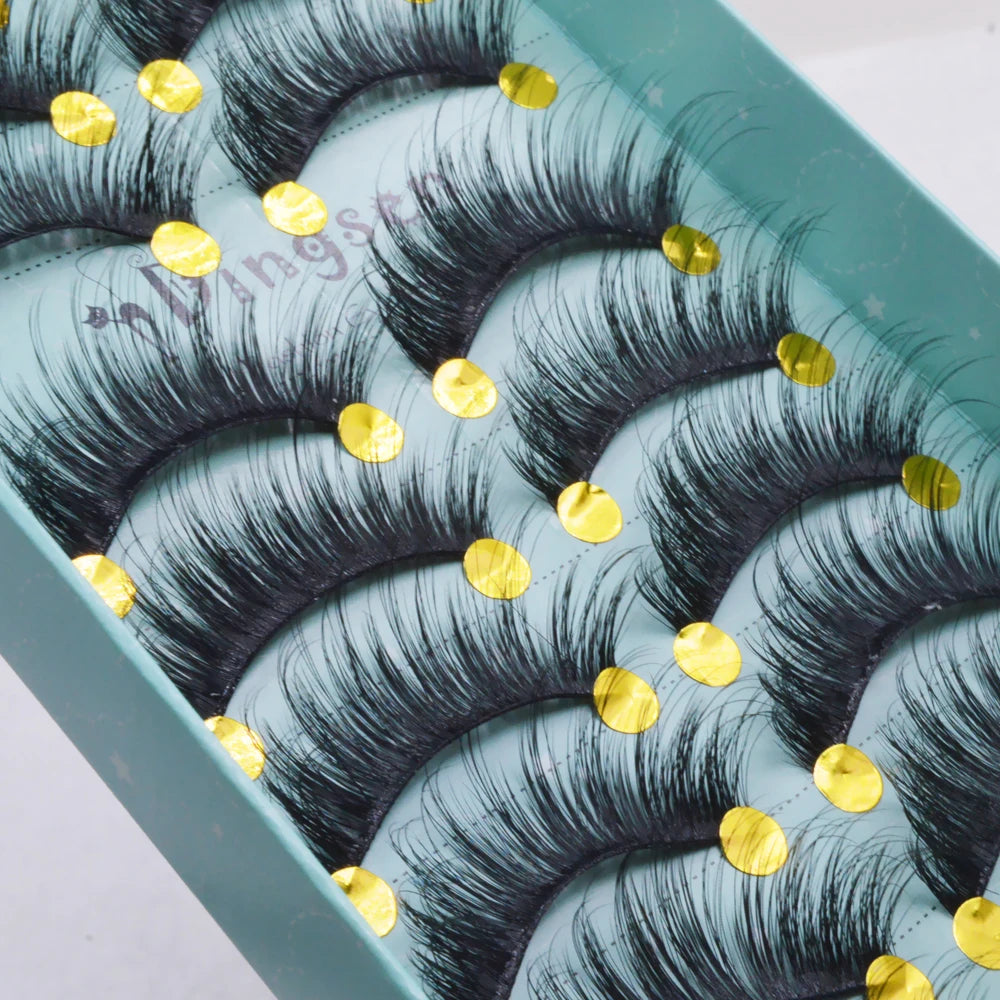 10 Pairs 3D Soft False Eyelash Faux Min Eyelashes Extension Natural Messy Wispy Fluffy Fake Lashes Make up tools 3D66-71