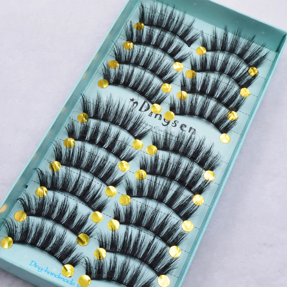 10 Pairs 3D Soft False Eyelash Faux Min Eyelashes Extension Natural Messy Wispy Fluffy Fake Lashes Make up tools 3D66-71