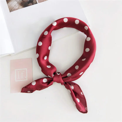 Square Scarf Hair Tie Band For Business Party Women Elegant Small Vintage Skinny Retro Head Neck Silk Satin Scarf