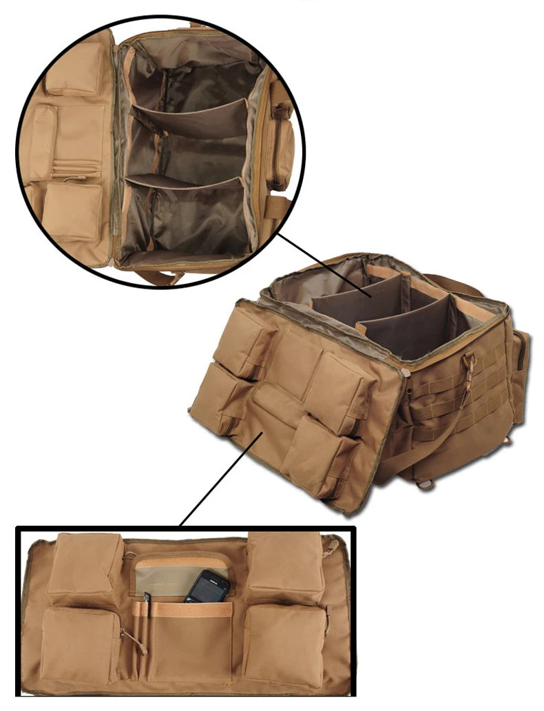 55L Luggage Duffel Bag Camping Backpack Tactical Large Bags Men's Hiking Travel Mountaineering Trip Utility Gym Weekend Duffle