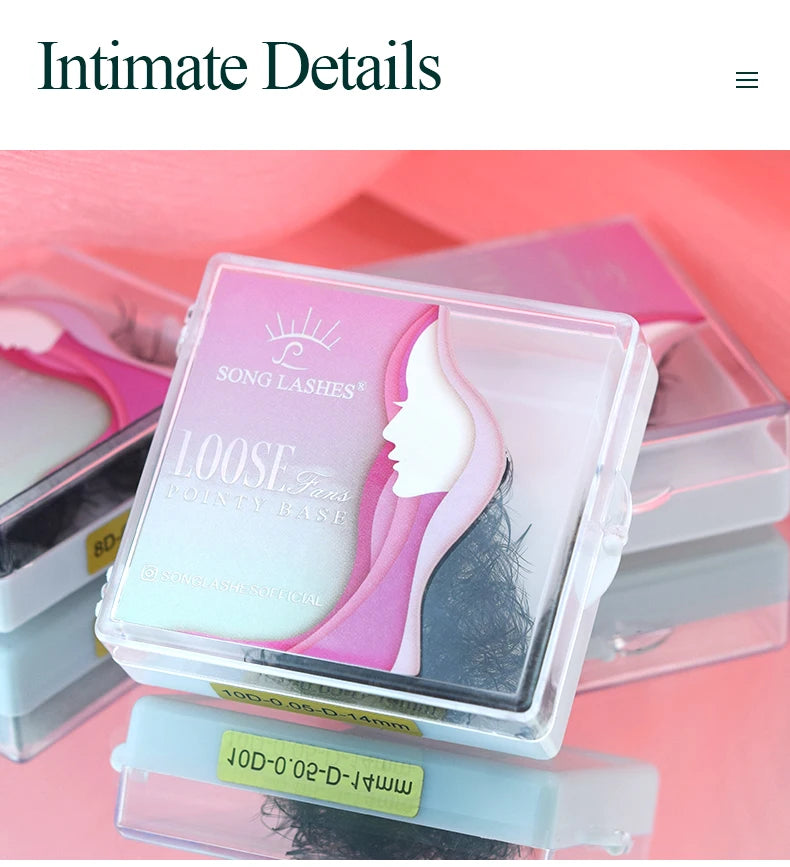 SONG LASHES 3D to 16D Fans Sharp Slim Narrow Stem Premade Volume Fans Loose Thin Pointy Base Russia Volume Eyelashes Extensions