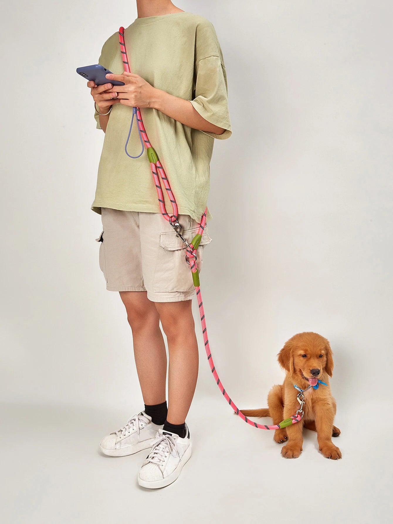 CAWAYI KENNEL Reflective Nylon Leashes Pet Dogs Chain Traction Rope Leads for Running Free Hands Rope Chain for Small Large Dogs