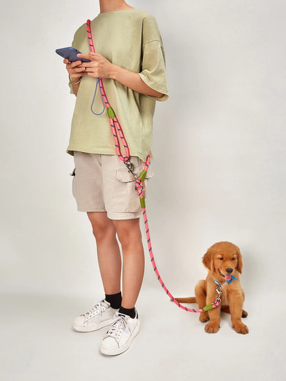 CAWAYI KENNEL Reflective Nylon Leashes Pet Dogs Chain Traction Rope Leads for Running Free Hands Rope Chain for Small Large Dogs