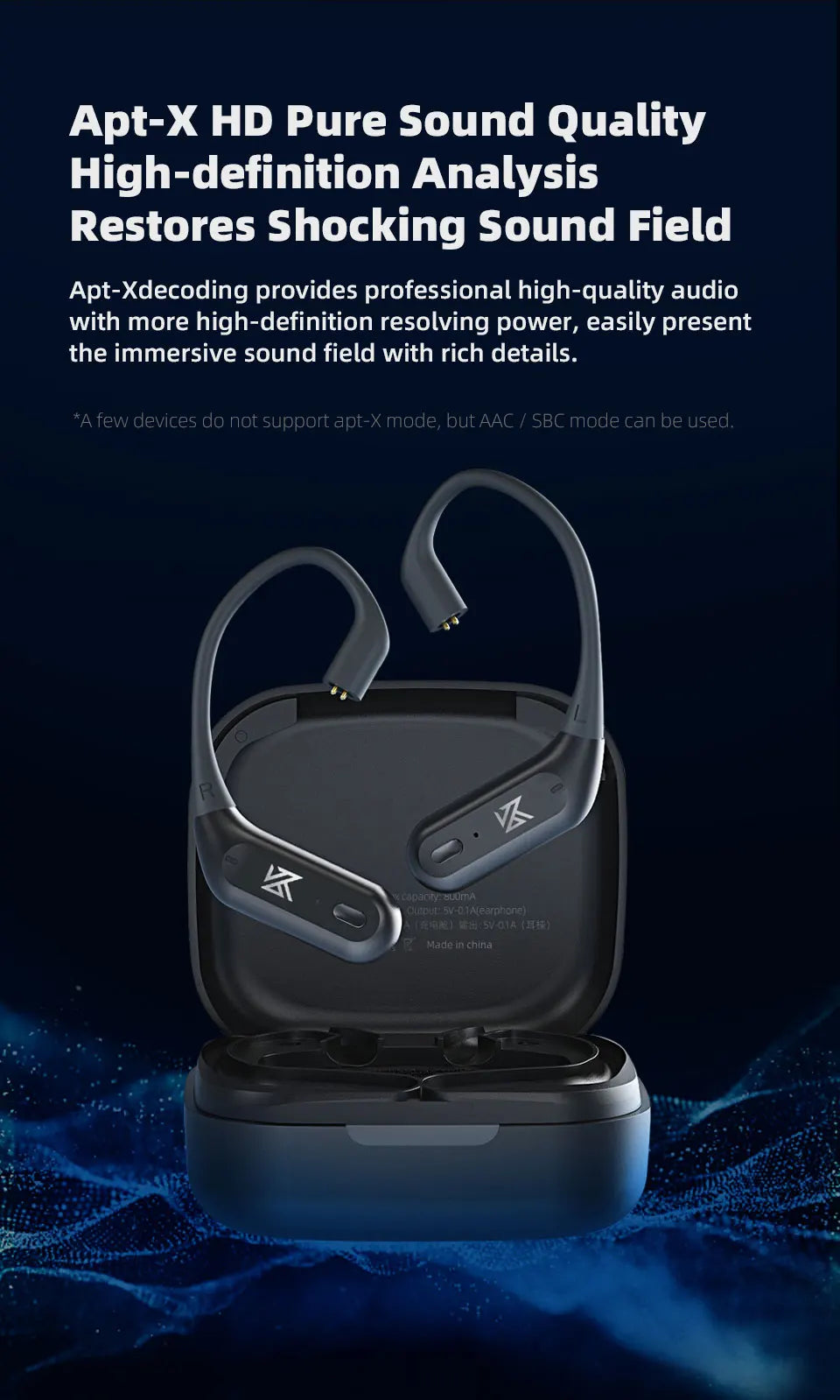 KZ AZ09 PRO Bluetooth 5.2 Cable Upgrade Wireless Ear Hook Earphone Cable With Charging Case For KZ ZAS ZAX ZSX AST ZS10 EDX PRO