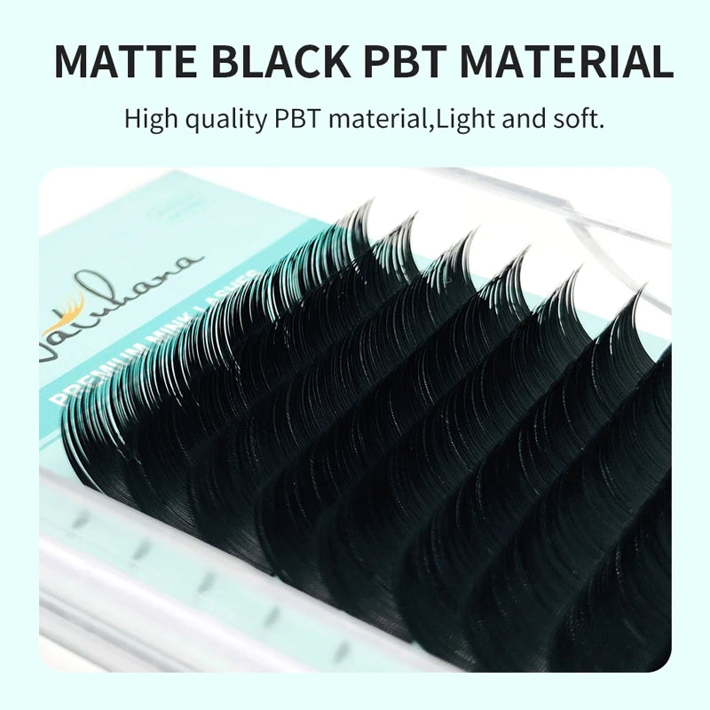 NATUHANA 16Rows Matte Black Synthetic Mink Eyelash Extension Natural Soft False Eyelashes Individual Faux lashes for Extensions