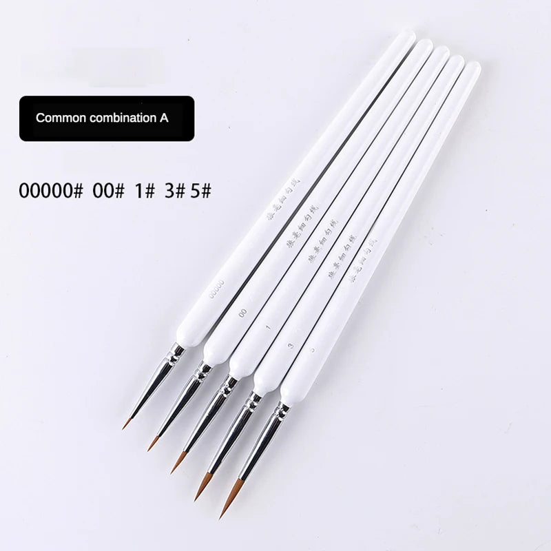 4/5/10pcs Miniature Hook Line Pen Art Painting Brushes Weasel Hair Paint Brush Gouache Watercolor Oil Paint Artists Hand Painted