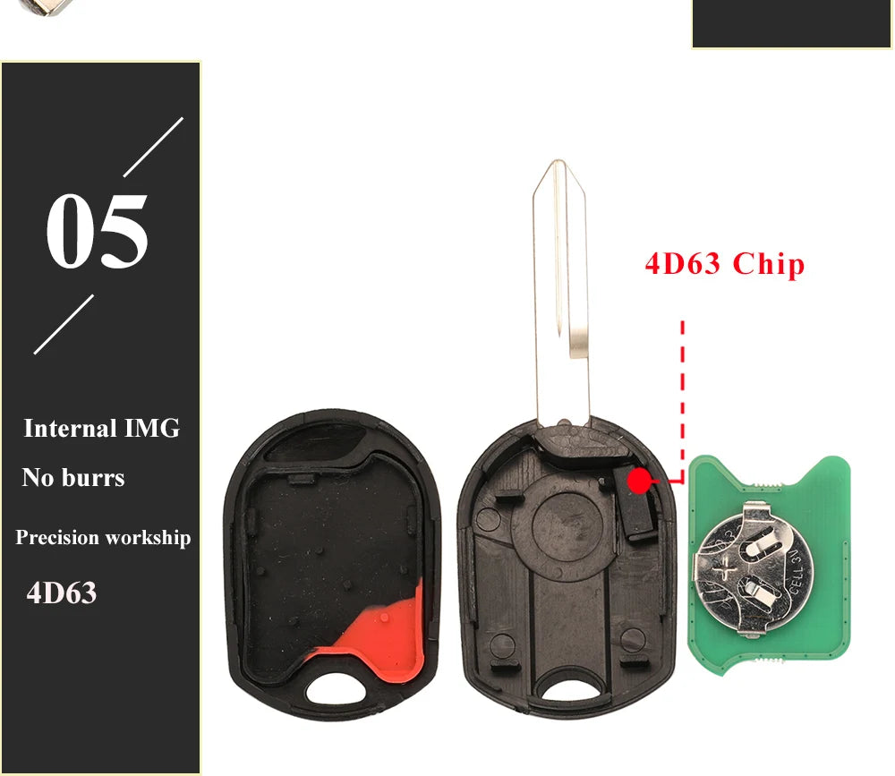jingyuqin 315/433Mhz Remote Car Key Fob For Ford C-Max Edge Escape Focus Lincoln Mazda Mercury OUCD6000022 Transmitter ID63 4BT