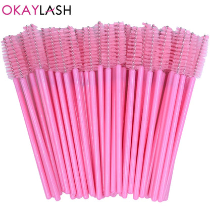 50Pcs Disposable Micro Glitter Eyelash Mascara Wands Mini Crystal Eye Lashes Brush Comb Eyebrow Spoolies Makeup Beauty Tools