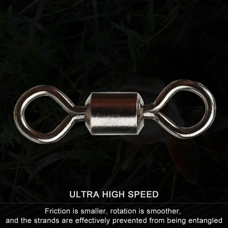 MEREDITH 50PCS/Lot Fishing Swivel Sizes Solid Connector Ball Bearing Snap Fishing Swivels Rolling Stainless Steel Beads