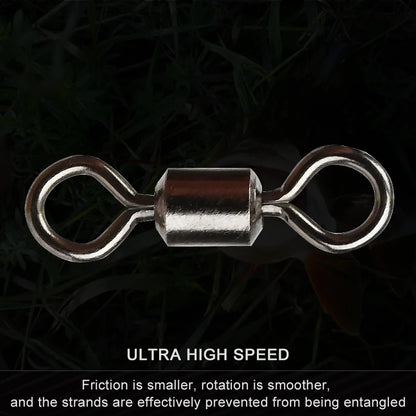 MEREDITH 50PCS/Lot Fishing Swivel Sizes Solid Connector Ball Bearing Snap Fishing Swivels Rolling Stainless Steel Beads