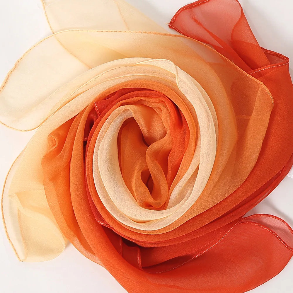 Four Seasons Thin Soft Chiffon For Women Silky Gradient Printing Beach Georgette Scarf Shawls Long Wraps Beach Sunscreen Hijab