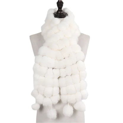 Women’s Winter Warm Rabbit Fur Scarf - 100% Genuine Natural Fur Muffler, Stylish & Cozy Cold-Weather Accessory, Hot Sale