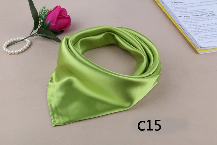 WZCX 60*60cm Women Solid Color Silk Scarf Spring Autumn Fashion New Simple Square Scarfs For Ladies Female Scarf
