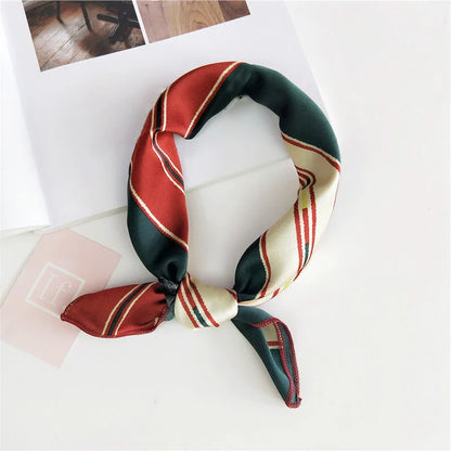 Square Scarf Hair Tie Band For Business Party Women Elegant Small Vintage Skinny Retro Head Neck Silk Satin Scarf